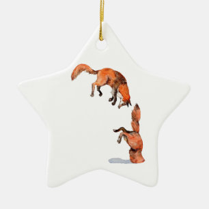 Jumping Red Fox Keramikornament