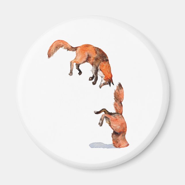 Jumping Red Fox Magnet (Vorne)