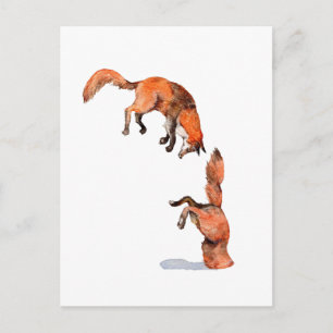 Jumping Red Fox Postkarte
