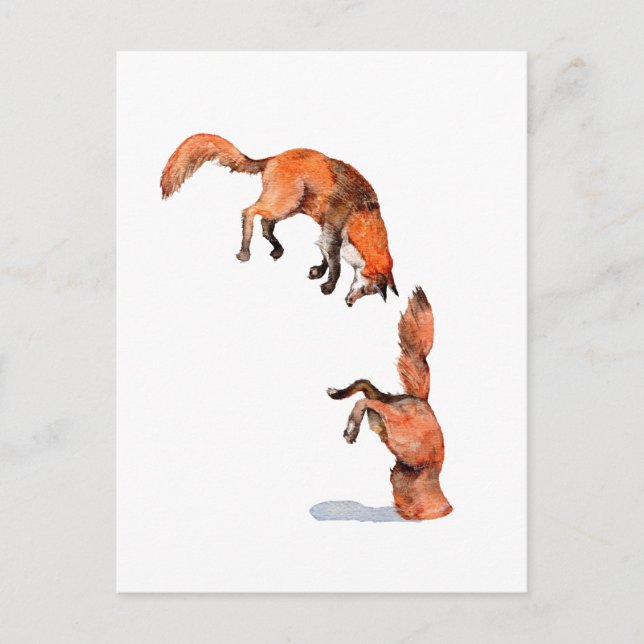 Jumping Red Fox Postkarte (Vorderseite)