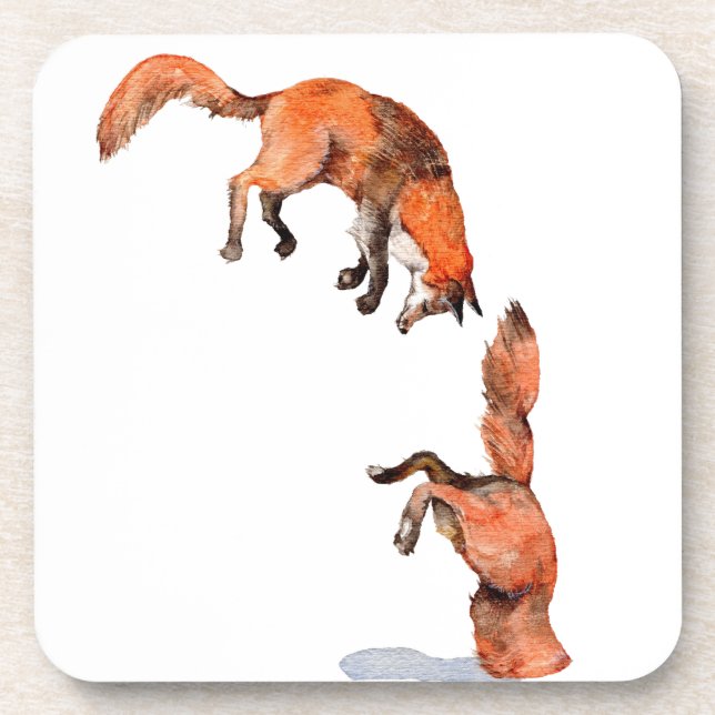 Jumping Red Fox Untersetzer (Vorderseite)