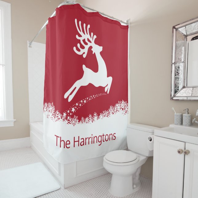 Jumping Rentier individuelle Name Duschvorhang (Beispiel)