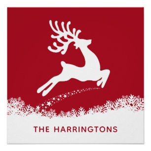 Jumping Rentier individuelle Name Poster