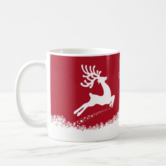 Jumping Rentier individuelle Name Tasse (Links)