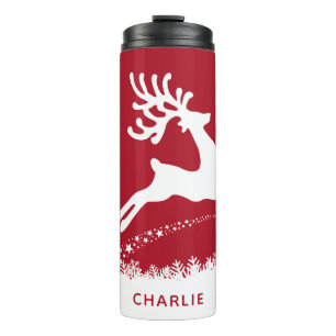 Jumping Rentier individuelle Name tumbler Thermosbecher