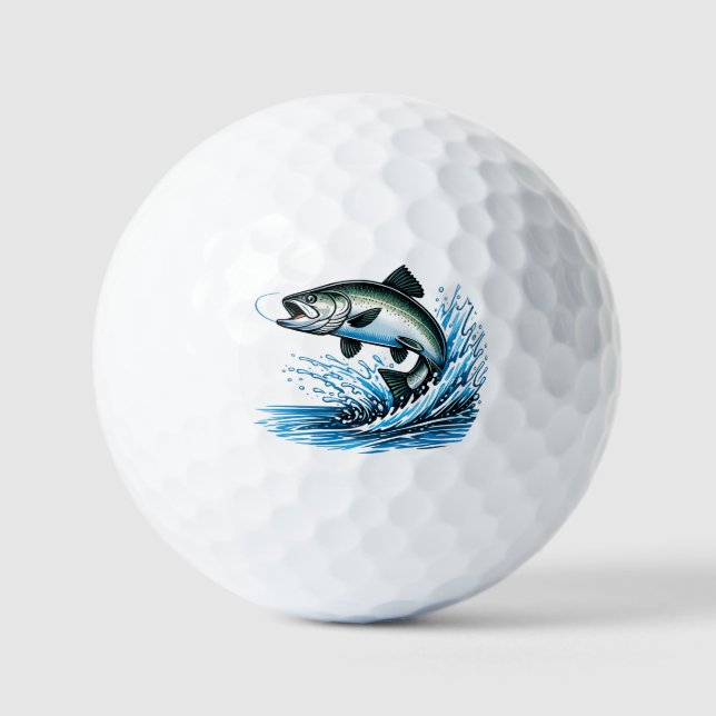 Jumping Salmon Splash Gift for Fisherman Art Golfball (Vorderseite)
