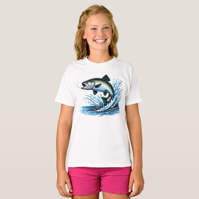Jumping Salmon Splash Gift for Fisherman Art T-Shirt (Vorne ganz)