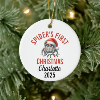 Jumping Spider's First Christmas 2025 Keramik Ornament