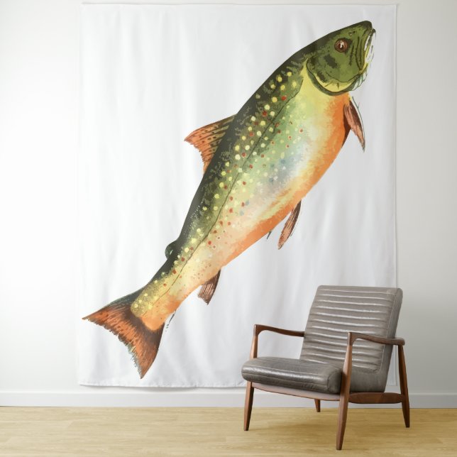 Jumping Wild Trout Tapestry Wandteppich (Beispiel)