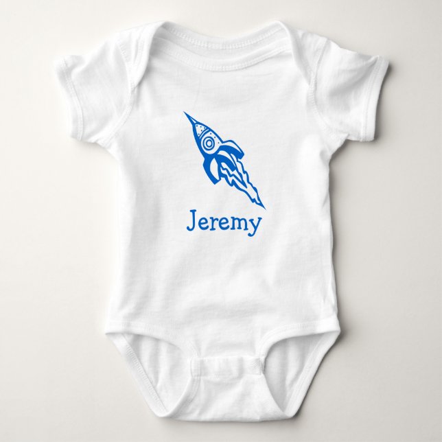 Jumpsuit für Baby | Personalisierte Raumrakete Baby Strampler (Vorderseite)