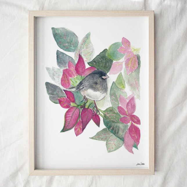 Junco Dark Mit Augen Bird Watercolor Art Print Poster (Von Creator hochgeladen)