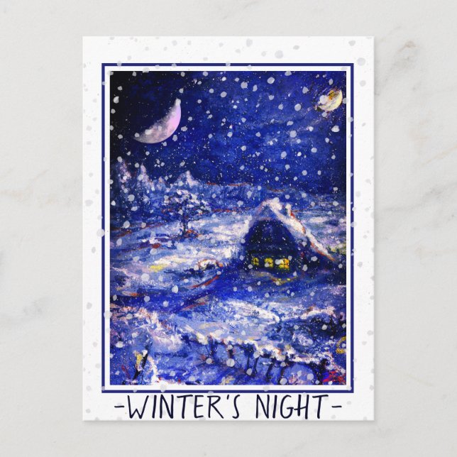 Junction Card Nr. 49: Winternacht. Moon Crescent Postkarte (Vorderseite)