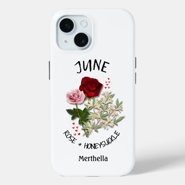 JUNE Birth Month Blume Individuelle Name Case-Mate iPhone Hülle (Rückseite)