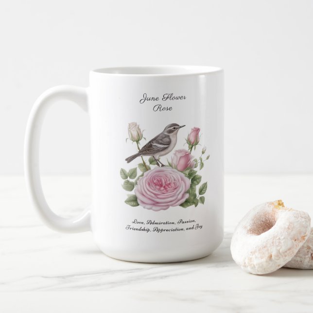 June Birth Month Blume Rose Elegante Kaffeetasse (Mit Donut)