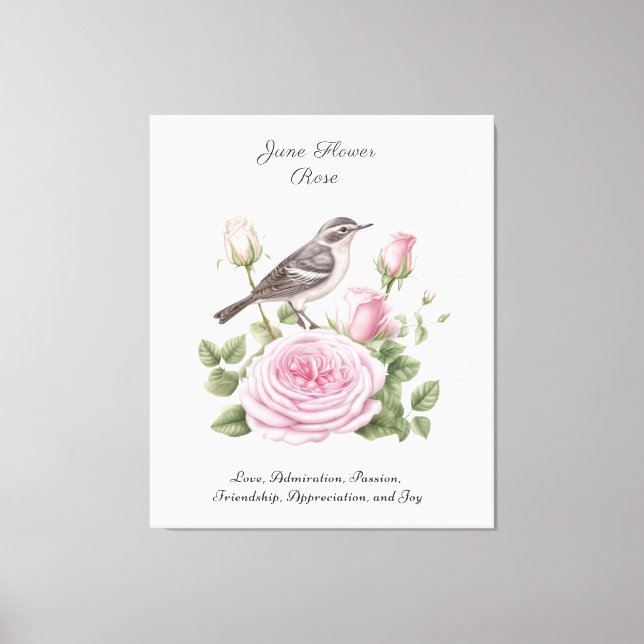 June Birth Month Blume Rose Elegante Leinwanddruck (Vorderseite)