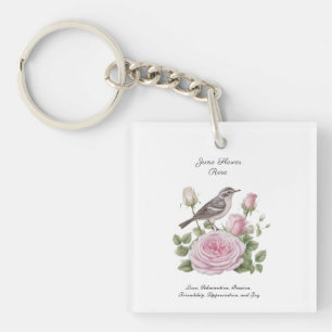 June Birth Month Blume Rose Elegante Schlüsselanhänger