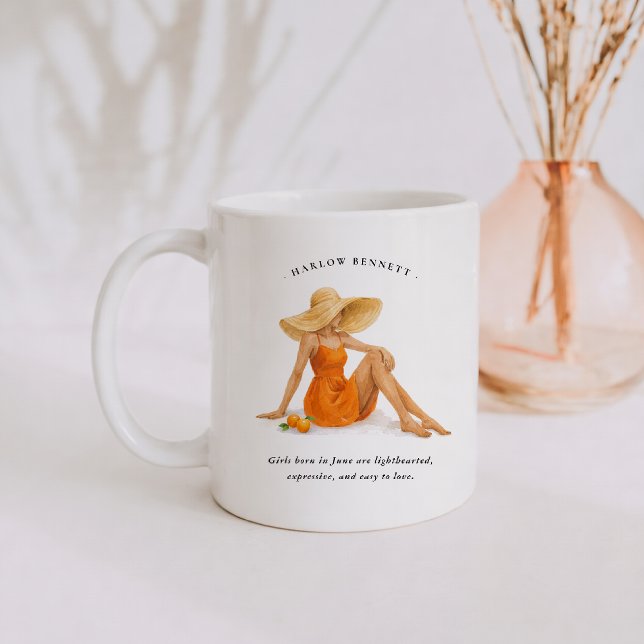 June Birth Month Girl | Monogram  Kaffeetasse (Von Creator hochgeladen)