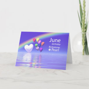 June Birthday Pearl Heart Karte