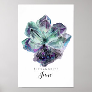 June Birthstone - Alexandrite Watercolor   Poster