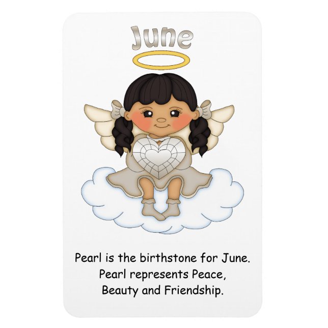 June Birthstone Angel Black Premium Magnet (Vertikal)
