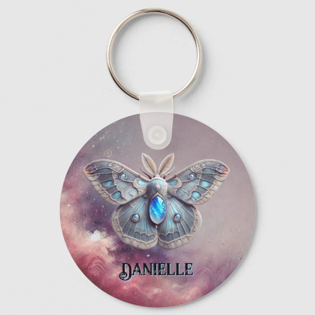 June Birthstone Schlüsselanhänger - Moonstone Moth (Vorderseite)