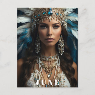 *~ JUNE Boho Frau BIRTHDAY PEARLS AP53 Postkarte