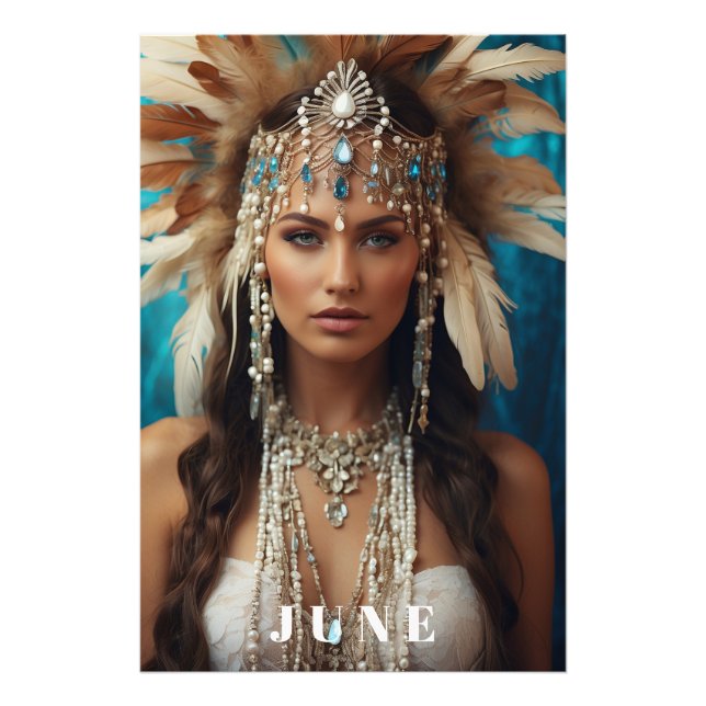 *~ JUNE Frau BIRTHDAY PEARLS AP53 Boho Fotodruck (Vorne)