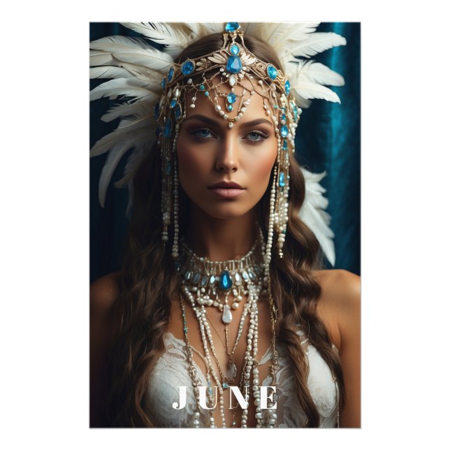 *~ JUNE Frau BIRTHDAY PEARLS Boho AP53 Fotodruck (Vorne)