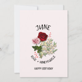 JUNE Geburtsmonat Blume ROSE Geburtstagskarte