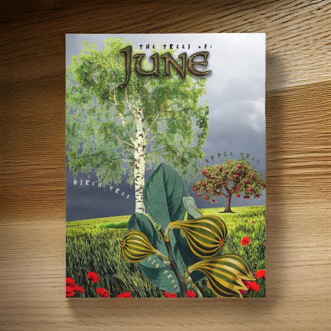 June Month Trees Fig Apple Birch Postkarte (Von Creator hochgeladen)