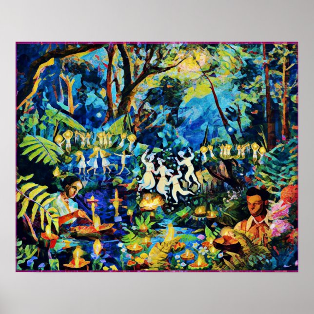 June Naive Folk Art Summer Celebration Poster (Vorne)