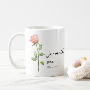 JUNE ROSE GEBURT BLUME MONTH NAME GIFT KAFFEETASSE