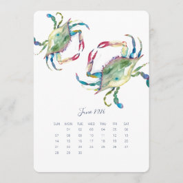 June Stand Alone Calendar Blue Crab Menükarte
