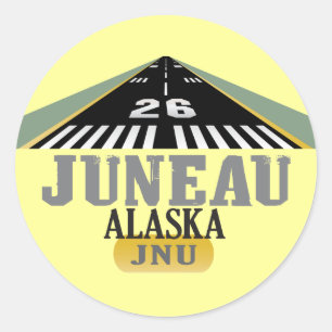 Juneau Alaska - Airport Runway Runder Aufkleber