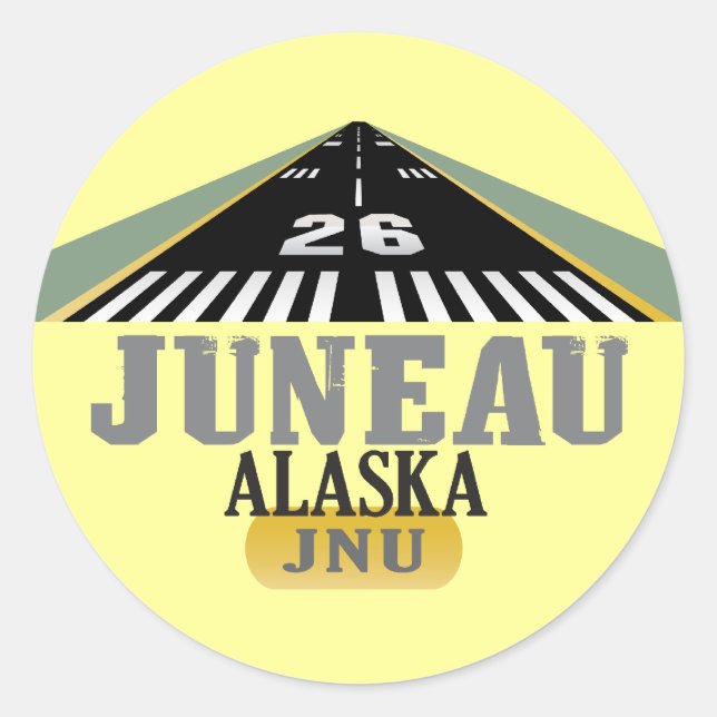 Juneau Alaska - Airport Runway Runder Aufkleber (Vorderseite)