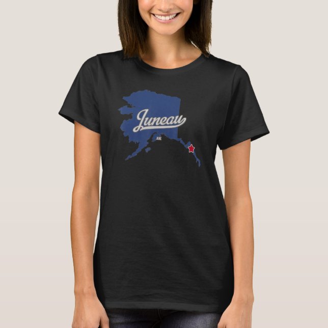 Juneau Alaska AK Karte T-Shirt (Vorderseite)
