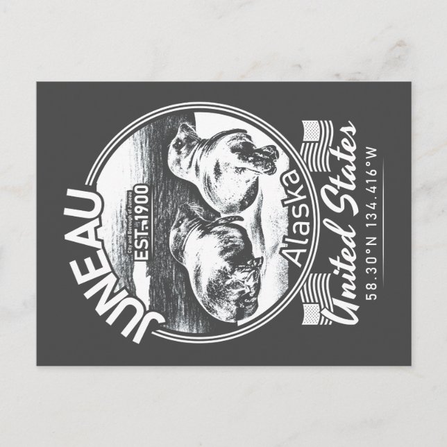 JUNEAU ALASKA - FUNNY-SIEGEL POSTKARTE (Vorderseite)