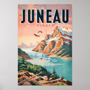 Juneau Alaska Gletscher Illustration Reise Kunst V Poster