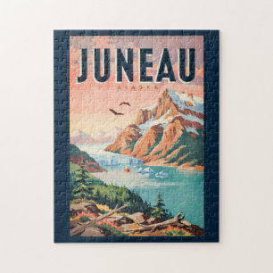Juneau Alaska Gletscher Illustration Reise Kunst V Puzzle