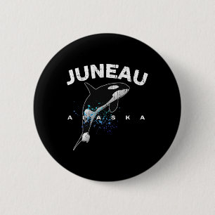 Juneau Alaska Orca-Schlachterwal-Liebhaber Urlaubs Button