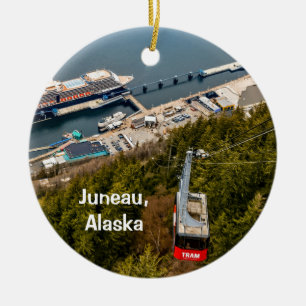 Juneau, Alaska, Seilbahn & Stadt, Keramik-Ornament Keramik Ornament
