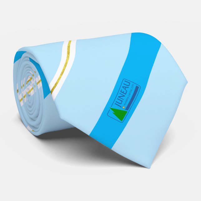 Juneau (Alaska) Stadtflagge Neck Tie Krawatte (Gerollt)