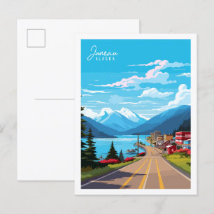 Juneau Alaska USA Vintage Illustration Postkarte