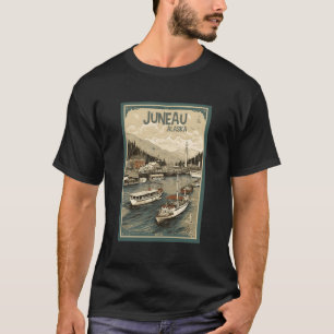 Juneau Alaska Vintag-Retro Travel Poster Graphic T-Shirt