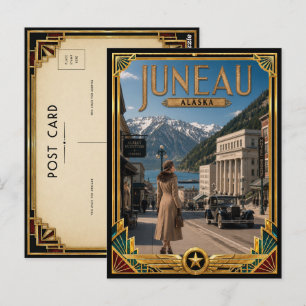 Juneau Alaska Vintage Art Deco Golden Age Postkarte