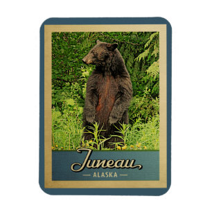 Juneau Alaska Vintage Travel Bear Magnet