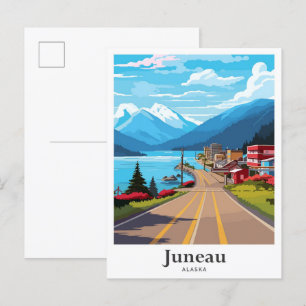 Juneau Alaska Vintage Travel Illustration Postkarte