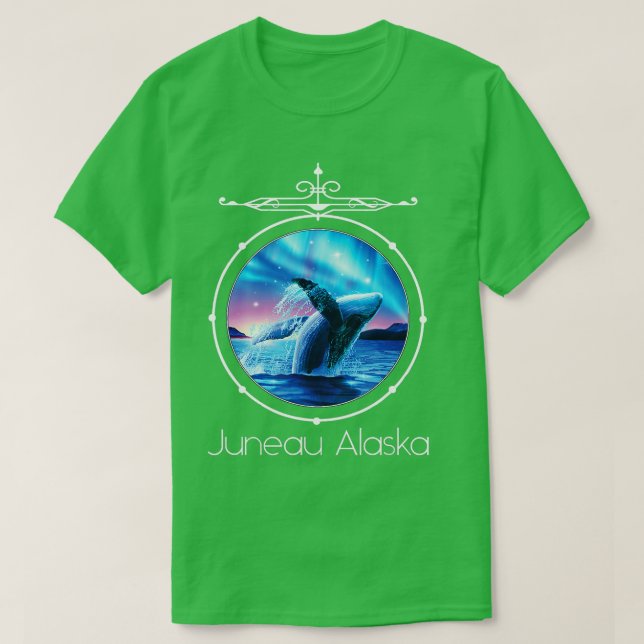 Juneau Alaska Whale Watching Aurora Borealis Souve T-Shirt (Design vorne)