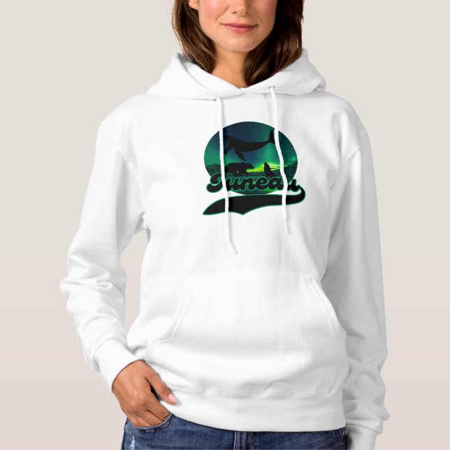 Juneau Alaska Whale Wolf Bear Aurora Northern Ak Hoodie (Vorderseite)