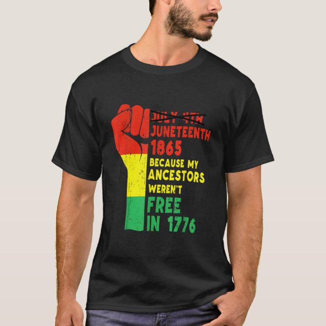 Junenth My Ancestors Free Black African Flag Pride T-Shirt (Vorderseite)